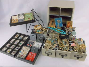 HUGE Vintage Estate Jewelry Box Lot FULL Of Vintage Jewelry
