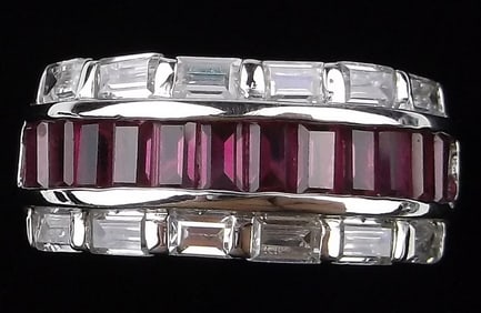 New Designer Sterling Silver Ruby Ring 6.5