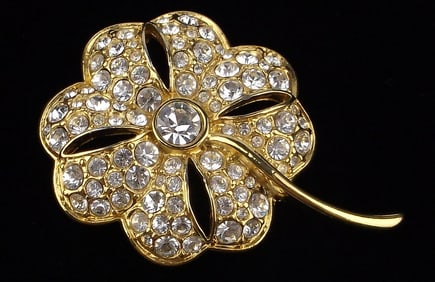 Mint Vintage Swarovski Crystal Flower Brooch