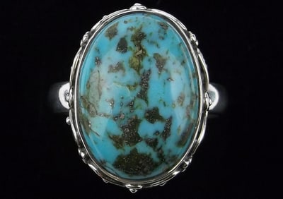 New Big Thick Designer Sterling Silver Turquoise Ring 10