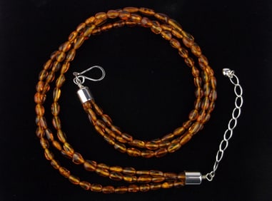 New Desert Rose Trading Sterling Silver Amber Necklace 20.5"