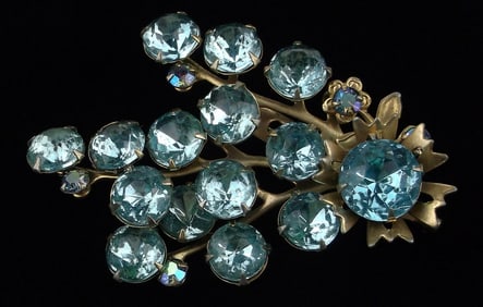 Big Mint Vintage 1950s Rhinestone Brooch