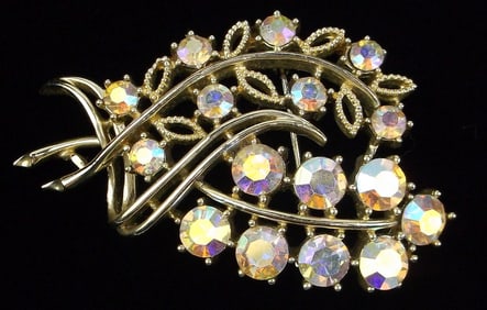New Vint 1950s Coro Craft Pegasus Aurora Borealis Brooch