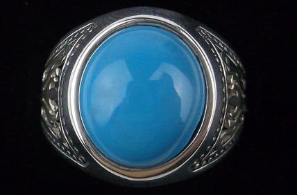 New Big Designer Sterling Silver Turquoise Ring 10