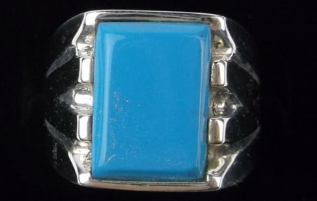 New Thick Big Designer Sterling Silver Turquoise Ring 8