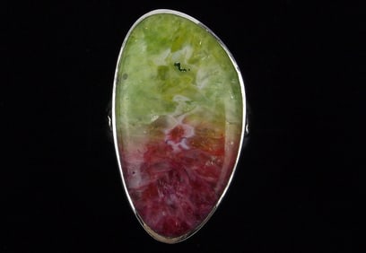 New Big Thick Designer Sterling Silver Liddicoatite Ring 7 Tourmaline