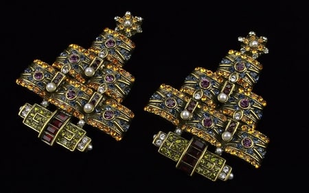 New Boxed Vintage Heidi Daus Rhinestone Christmas Tree Clips