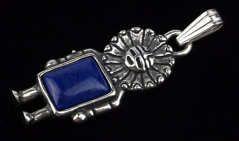 New Carolyn Pollack Sterling Lapis Tawa Kachina Doll Pendant