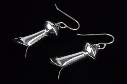 Mint Big Zuni Charlotte Bradley Sterling Silver Drop Earrings Vintage