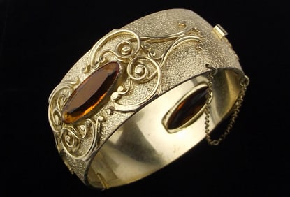 Stunning 1950s Whiting Davis Rhinestone Hinged Bracelet 7"