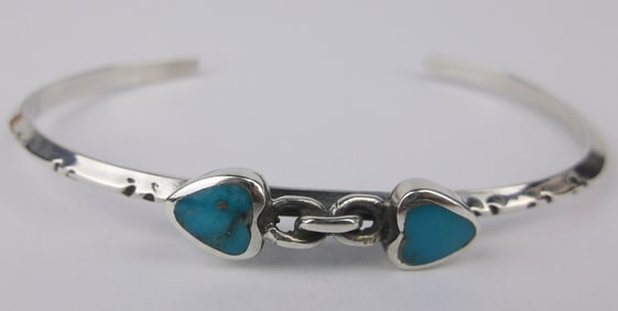 Mint Vint 1970s Navajo Sterling Silver Turquoise Cuff Bracelet 7.5"