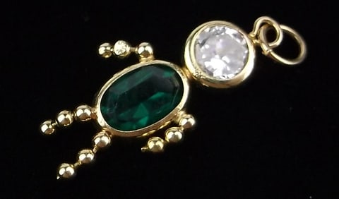 New Vintage 14kt Gold Birthstone Child Pendant
