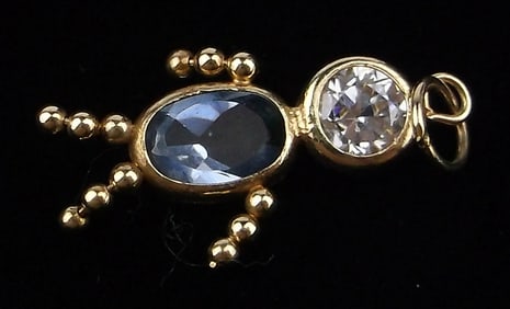 New Vintage 14kt Gold Birthstone Child Pendant