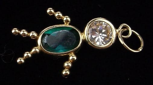 New Vintage 14kt Gold Birthstone Child Pendant