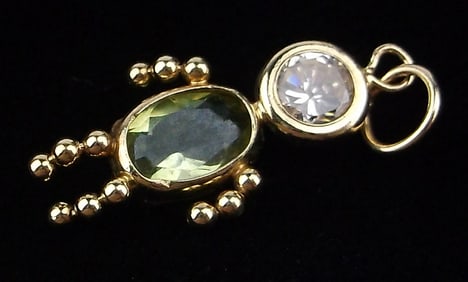 New Vintage 14kt Gold Birthstone Child Pendant