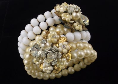 Gorgeous Antique 1940s Miriam Haskell Rhinestone Bracelet