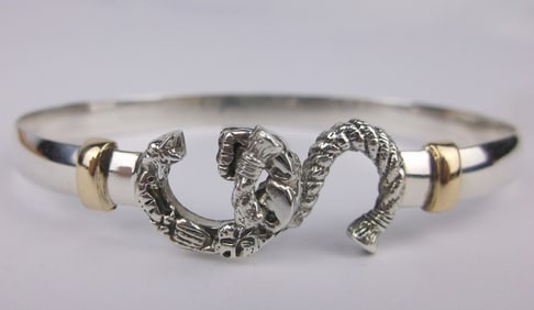 Mint Great Caribbean Sterling 14kt Gold Gulf Shores Bracelet 7"