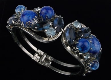 Stunning Big 1960s Juliana Rhinestone Clamper Bracelet 7.5"