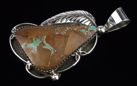 Mint Big Navajo Herbert Tsosie Sterling Turquoise Pendant Boulder