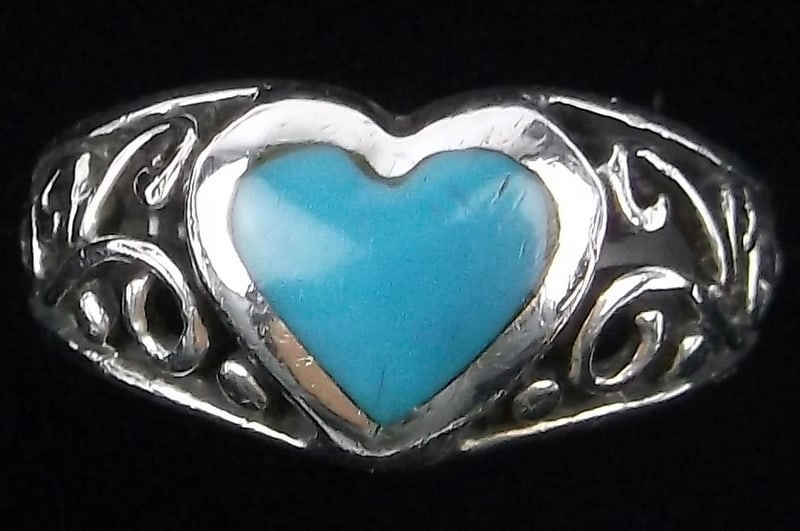 Stunning Vintage Sterling Silver Heart Ring 5 Signed SC (1 of 2)