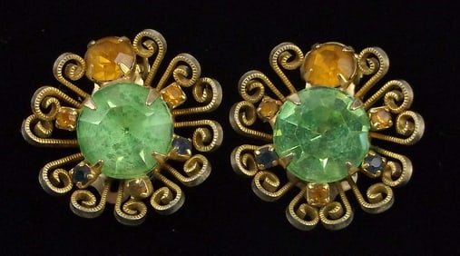 Gorgeous Vintage 1950s Rhinestone Starburst Earrings