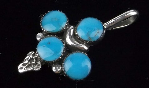 Mint Vint Zuni Beverly Webothee Sterling Silver Turquoise Pendant
