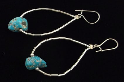 Mint Vint Navajo Dale Yazzie Sterling Silver Turquoise Earrings