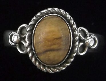 Mint Vint Thick Sterling Silver Picture Jasper Ring 7