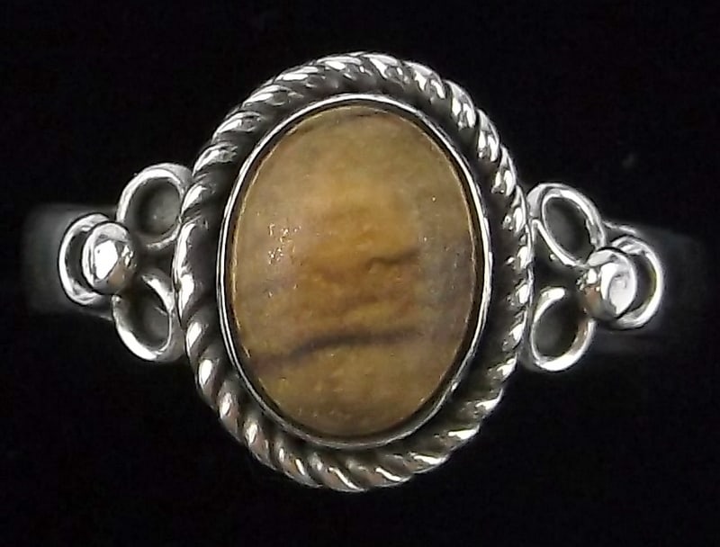 Mint Vint Thick Sterling Silver Picture Jasper Ring 7 (1 of 2)