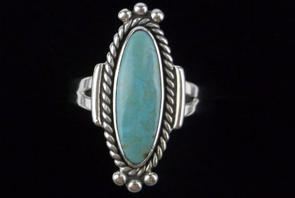 Mint 1950s Navajo Sterling Sleeping Beauty Turquoise Ring 8