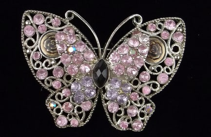 Big Mint Vintage Rhinestone Butterfly Brooch