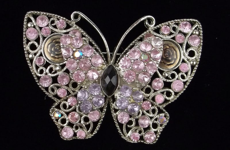 Big Mint Vintage Rhinestone Butterfly Brooch (1 of 2)