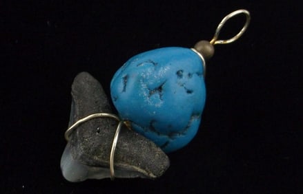 New Vintage Ancient Megalodon Shark Tooth Pendant