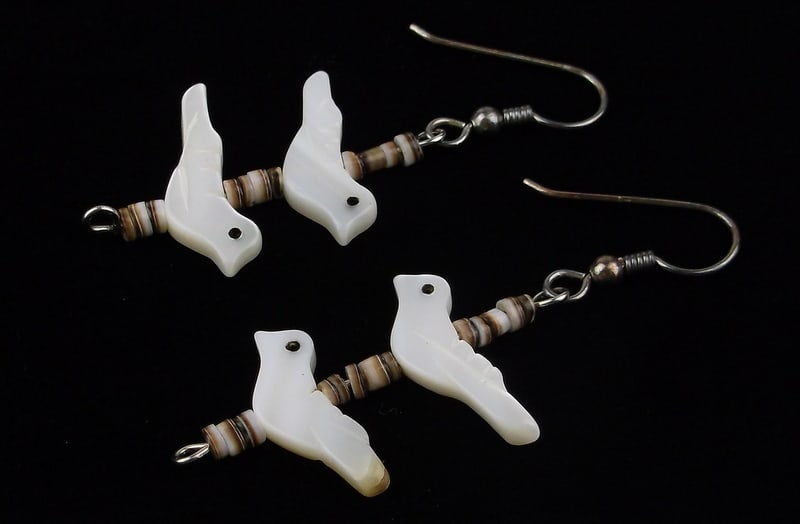 Mint 1970s Zuni Don Cheama Sterling Silver Bird Fetish Earrings: Zuni Handmade Solid Sterling Silver in Mint Condition