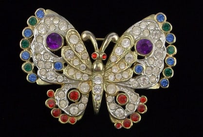 Stunning Vintage Rhinestone Butterfly Brooch