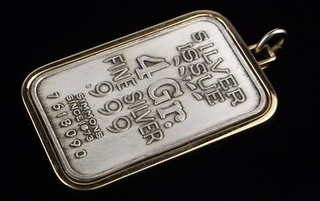 Mint Vintage .999 Fine Silver Bar Pendant