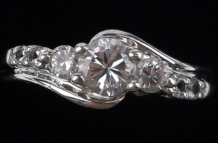 Mint Vintage Sterling Silver White Topaz Engagement Ring 6.75