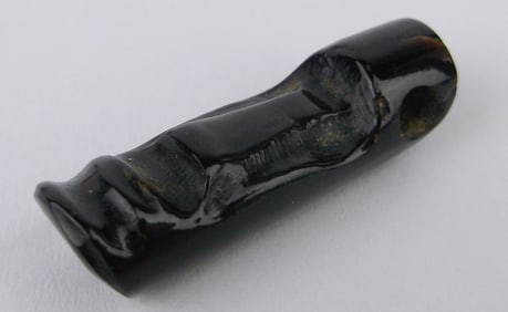 Rare Antique South American Black Coral Tribal Face Pendant