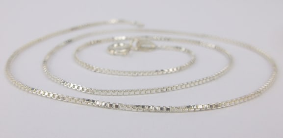 Mint Vintage Italian Sterling Silver Box Chain Necklace 16"