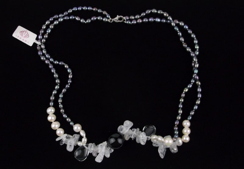 New Sterling Silver Black Pearl Onyx Quartz Necklace 20": Solid Sterling Silver Guaranteed, in Brand New Never Worn Condition.