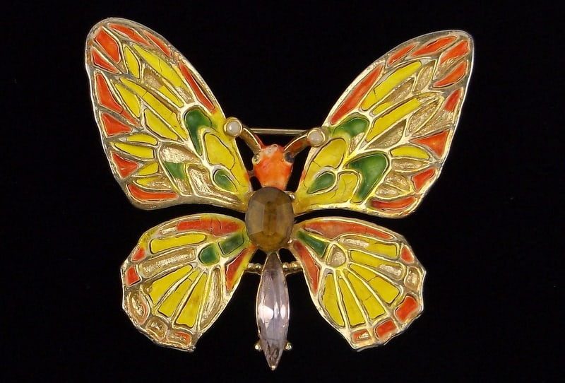 Beautiful Vint 1960s ART Enameled Butterfly Brooch (1 of 3)