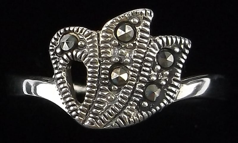 Mint Vintage Sterling Silver Marcasite Ring 7 (1 of 2)