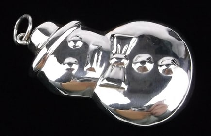 Big Mint Vintage Sterling Silver Christmas Snowman Pendant