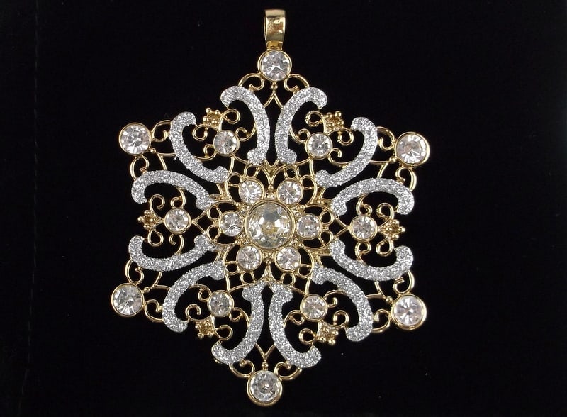 Big New Boxed Monet Rhinestone Snowflake Christmas Ornament: new condition