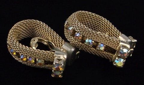 Stunning Vintage 1950s Aurora Borealis Rhinestone Earrings