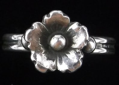 Mint Vintage Sterling Silver Plumeria Flower Ring 5.25