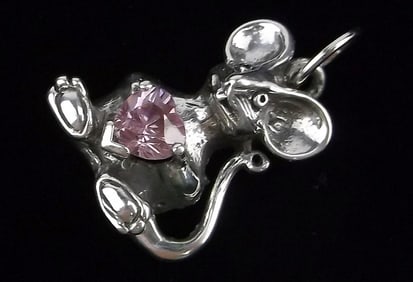 Mint Vintage Sterling Silver Thick Mouse Pendant