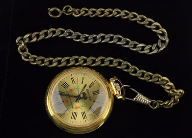 Mint Vint 1960s Kronotron Railroad Pocket Watch Works Great