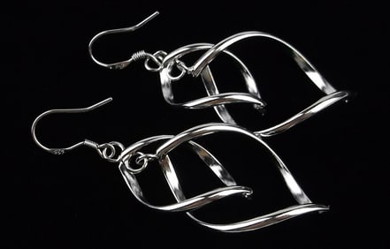 New Big Sterling Silver Twisty Drop Earrings