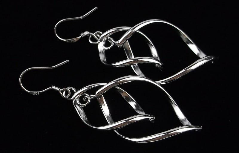 New Big Sterling Silver Twisty Drop Earrings: Solid Sterling Silver Guaranteed, in Brand New Never Worn Condition.